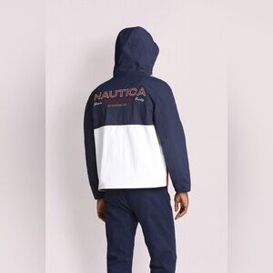 Nautica Men’s Size Large Colorblock Hooded Windbreaker Jacket. #menswindbreaker